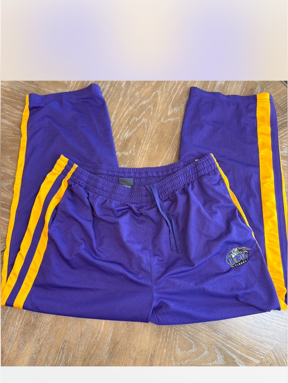 Pro Edge LSU Purple Track Pants with Gold Side Stripes